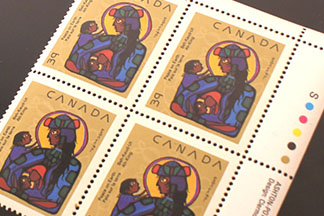 Photo of stamps - Norval Morrisseau, Virgin Mary with Christ Child and St. John the Baptist