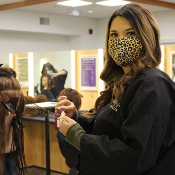 Amy Cardinal Hairstyling student in the salon