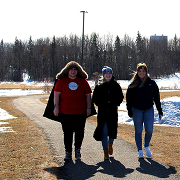 Students during walk-a-thon raising money for food bank
