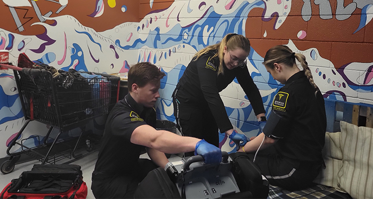 Paramedicine Program students working an a simulated alley