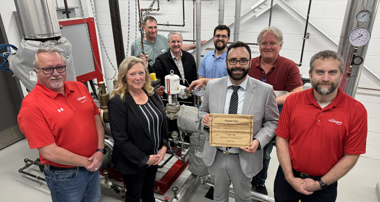 Flowserve and Portage group photo in power engineering lab
