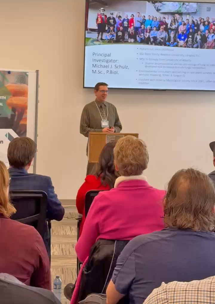 Portage College's Michael Schulz makes a presentation during the event in Fox Creek.