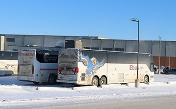 college buses at the Bold Center in Lac La Biche