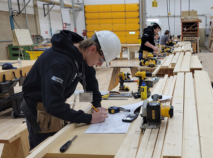 Northern Alberta high school students compete in the Carpentry lab at Portage College's Lac La Biche campus.