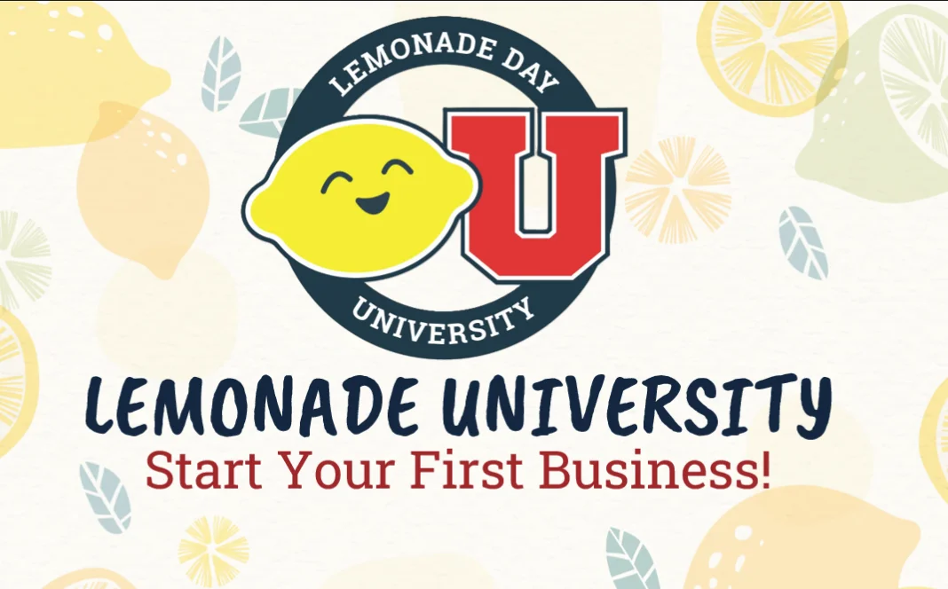 Screenshot 2026-06-12 152235 - Portage College Lemonade University logo featuring a smiling lemon and a bold red'U' with the text 'Lemonade University' and the tagline 'Start Your First Business!'